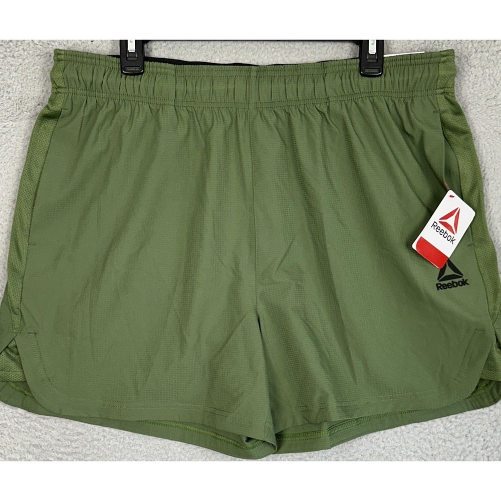 NEW Reebok Shorts Mens XL 5 Inseam Olive Green Athletic Running Stretch Waist